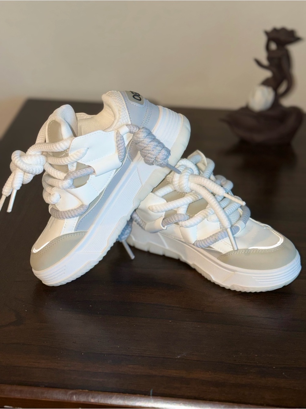 Chunky White & Light Gray Women’s Sneakers - Brand Unspecified
